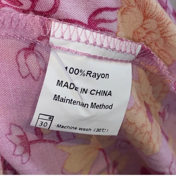 ZESICA WOMEN'S PINK ORANGE FLORAL PRINT WRAP DRESS BOHO BEACH FLOWY - Picture 4 of 6